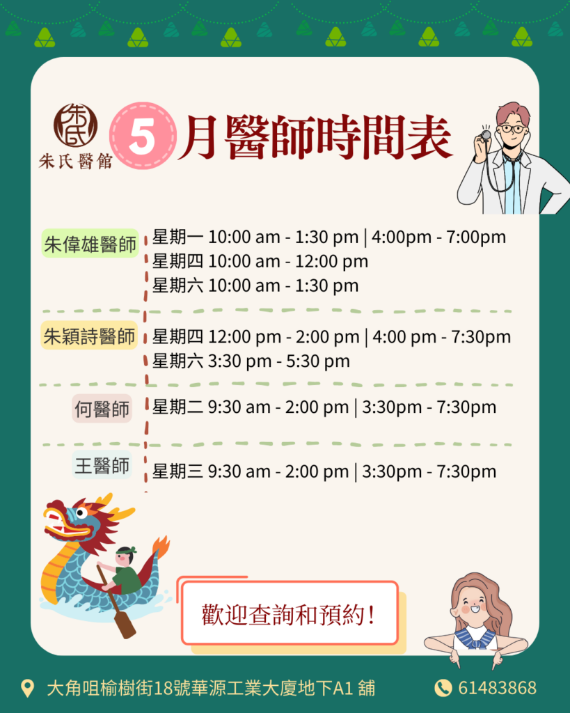 5月醫師時間表