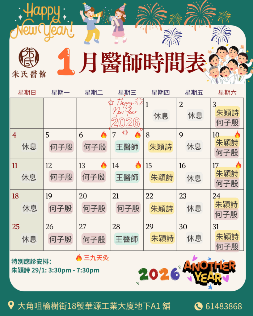 1月醫師時間表​