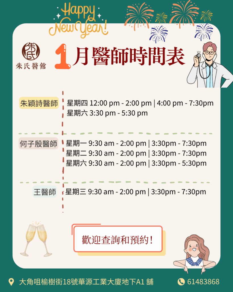 1月醫師時間表​